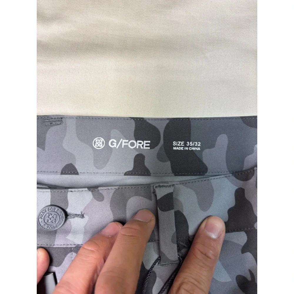 NWT G/FORE Mens TOUR 5 POCKET 4-WAY STRETCH STRAIGHT LEG PANTS Grey‎ Camo 35/32